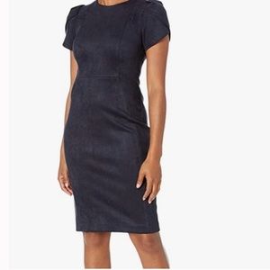 Calvin Klein Faux Suede Scuba Sheath Dress